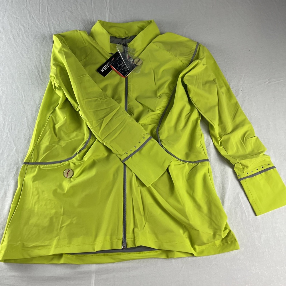 Swingdish Jacket Womens‎ XL Neon Green Carvico Fabric Rhinestone Golf Activewear